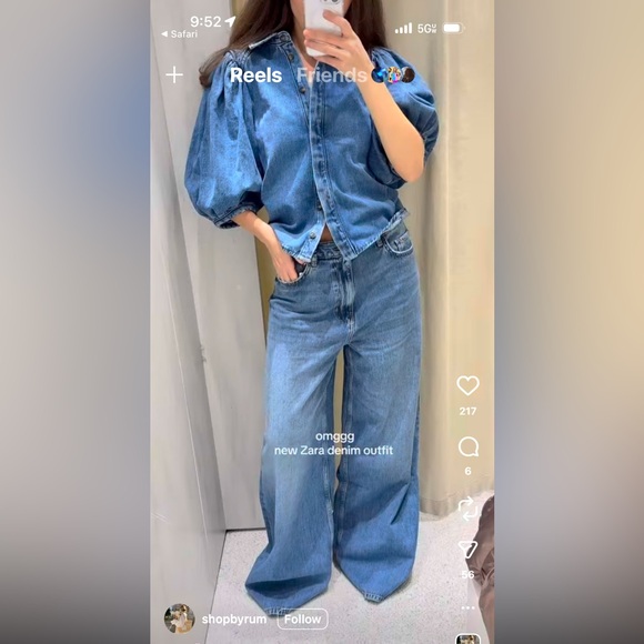 Zara ZW Collection Denim Blouse size medium - Picture 7 of 7